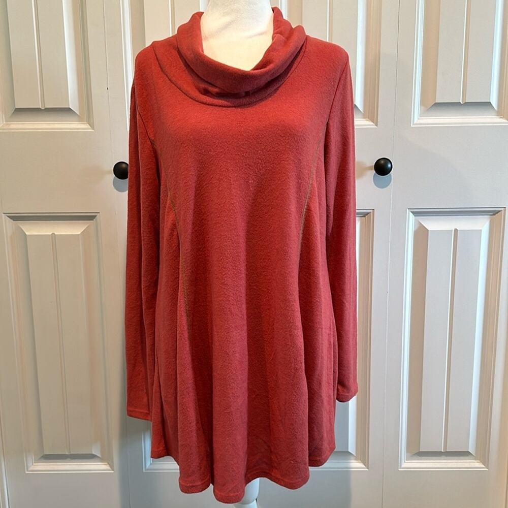 White Birch Medium Rust‎ Cowl Neck Pullover Tunic Sweater NWOT